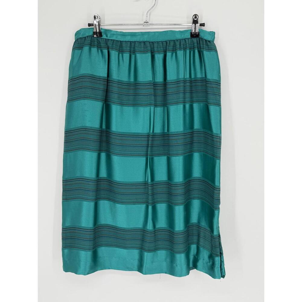 Anna Giardini Silk Striped Midi Skirt Relaxed Fit Size 12